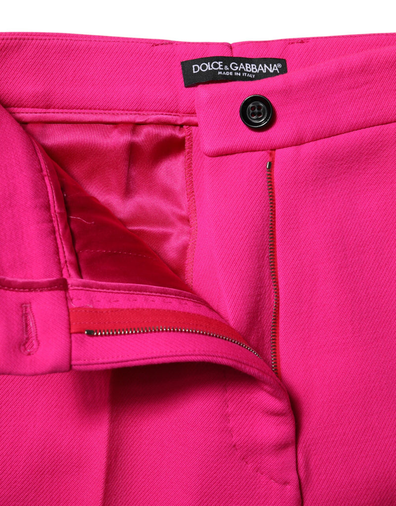 Dolce & Gabbana Fuchsia Pink High Waist Tapered Trouser Pants
