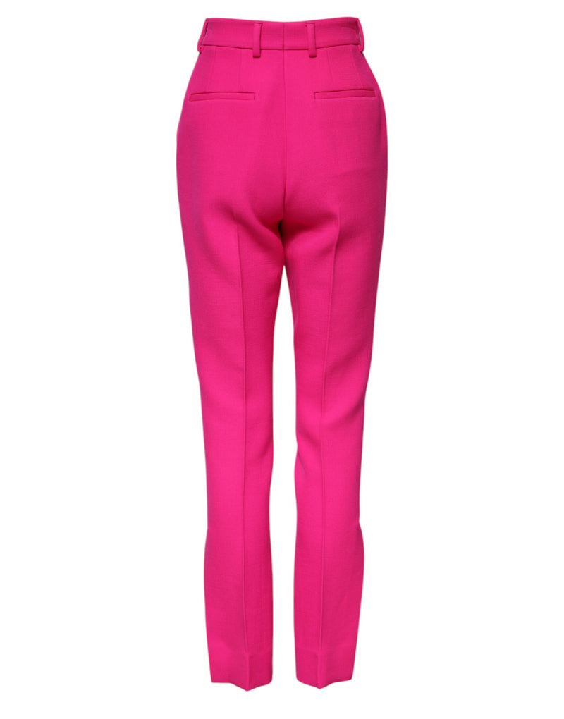 Dolce & Gabbana Fuchsia Pink High Waist Tapered Trouser Pants