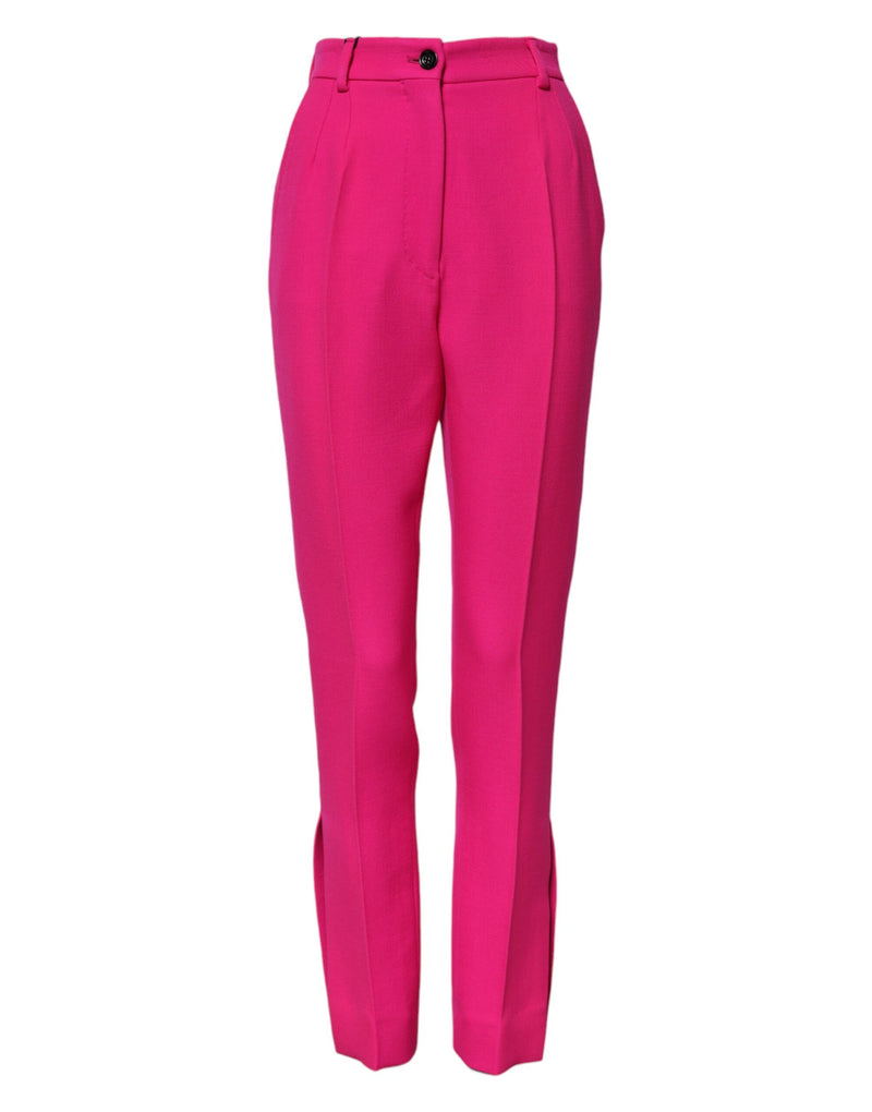 Dolce & Gabbana Fuchsia Pink High Waist Tapered Trouser Pants