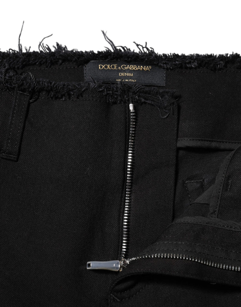 Dolce & Gabbana Jeans en Denim Noir à Taille Mi-Haute et Évasée