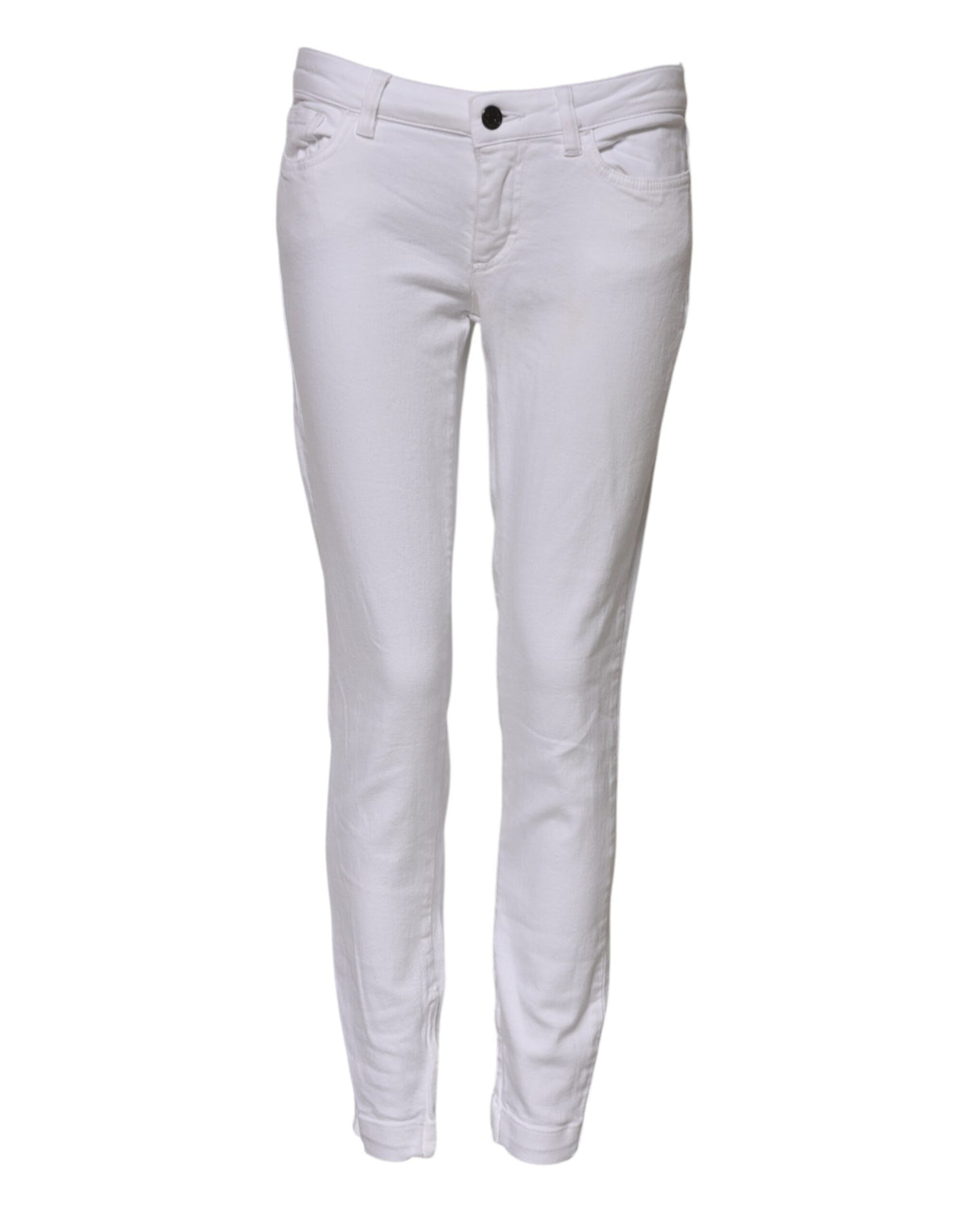 Dolce & Gabbana Jeans Skinny Blanc en Coton à Taille Basse