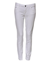 Dolce & Gabbana Jeans Skinny Blanc en Coton à Taille Basse