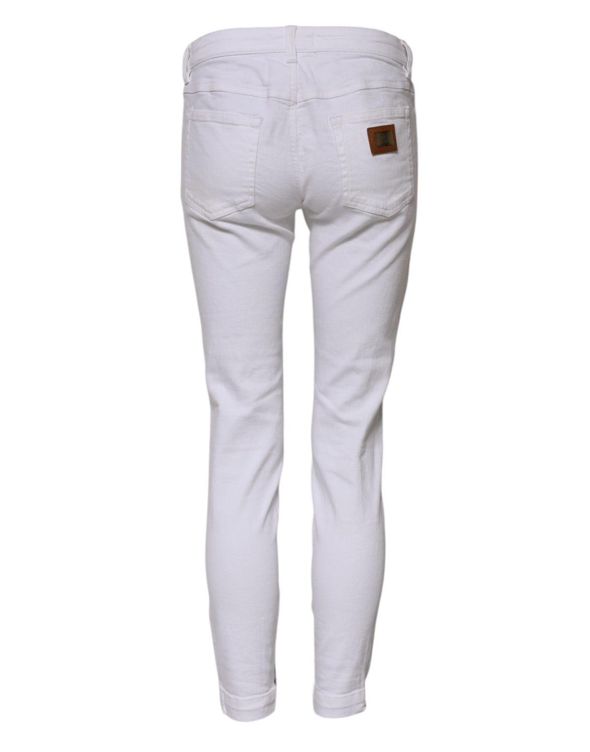 Dolce & Gabbana Jeans Skinny Blanc en Coton à Taille Basse