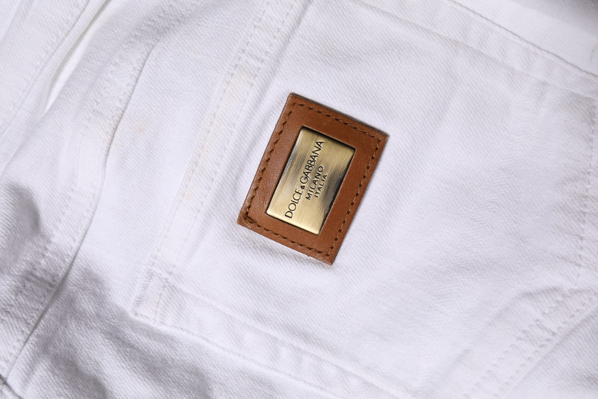 Dolce & Gabbana Jeans Skinny Blanc en Coton à Taille Basse