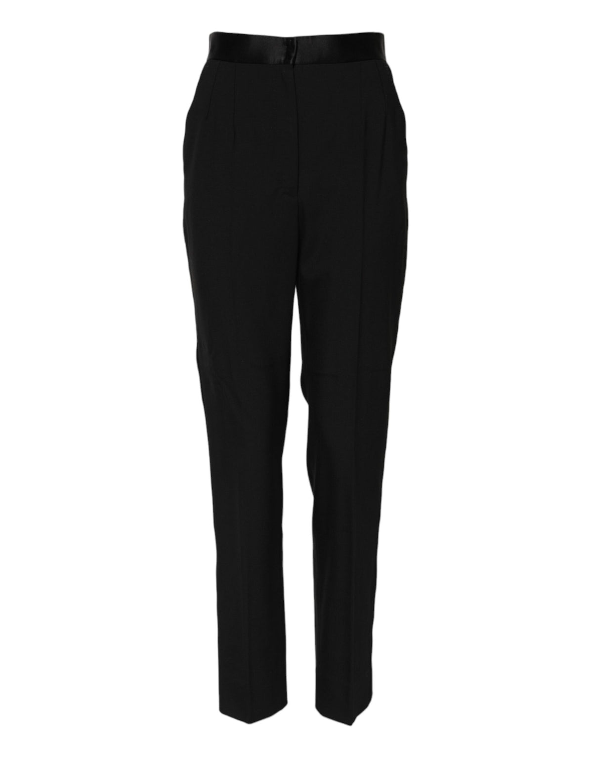 Dolce & Gabbana Pantalons Tapered Noir Taille Haute en Laine