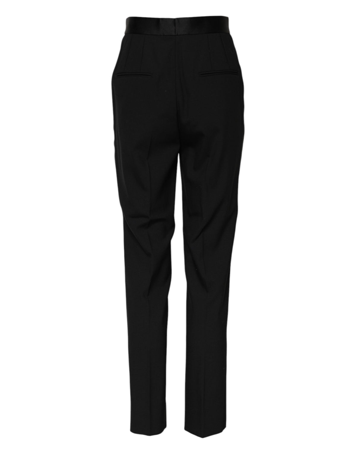 Dolce & Gabbana Pantalons Tapered Noir Taille Haute en Laine