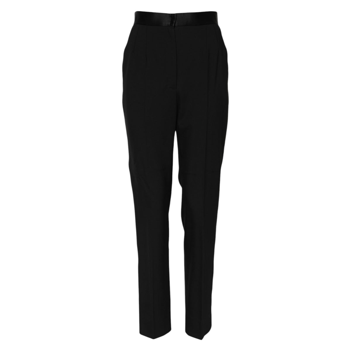 Dolce & Gabbana Pantalons Tapered Noir Taille Haute en Laine