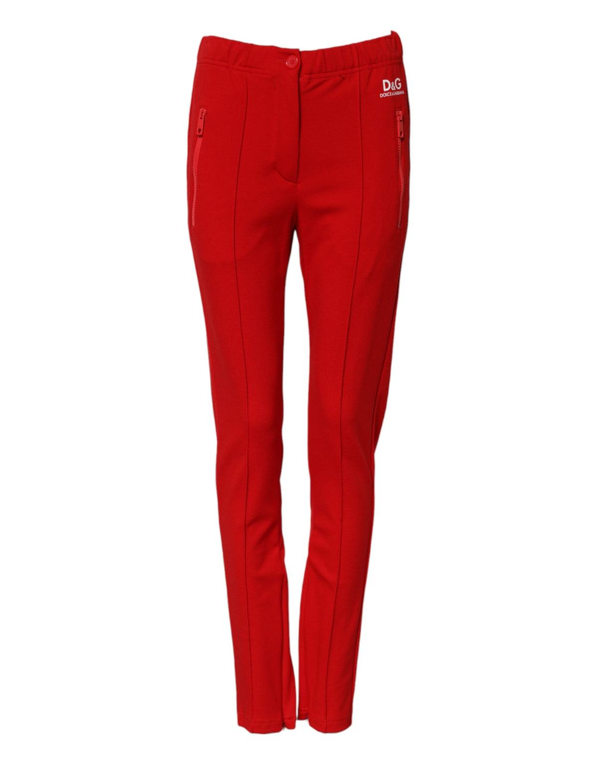 Dolce & Gabbana Pantalons Slim Fit Rouge Taille Mi-haute