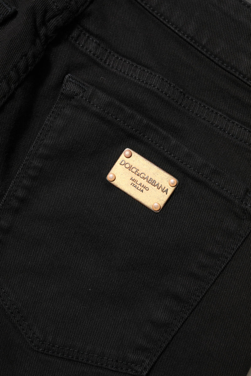 Dolce & Gabbana Black Cotton Skinny Mid Waist Denim Jeans