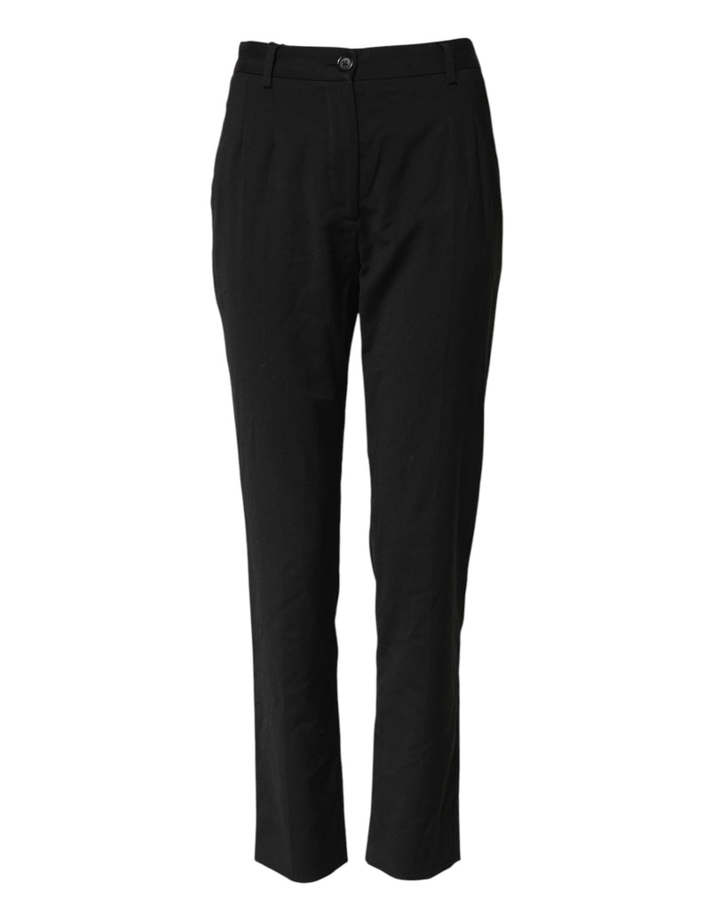 Dolce & Gabbana Black High Waist Tapered Pants for Women