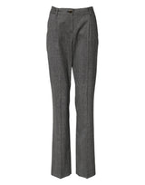 Dolce & Gabbana Pantalons Flared Taille Haute à Carreaux Gris