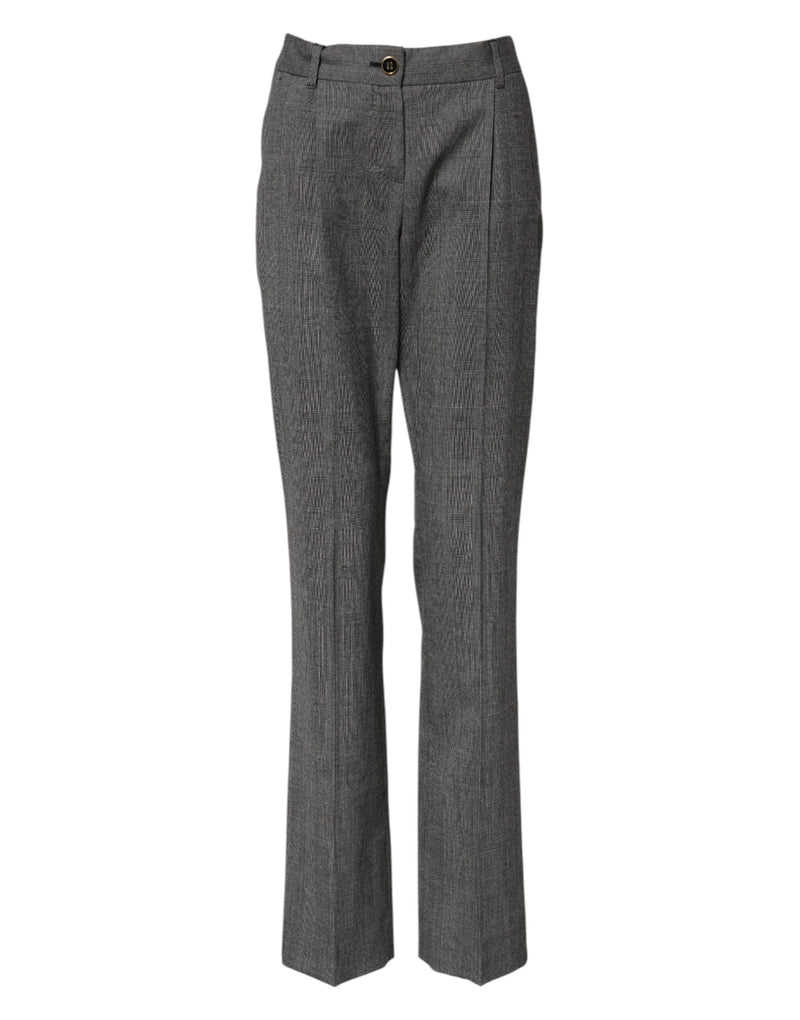 Dolce & Gabbana Pantalons Flared Taille Haute à Carreaux Gris