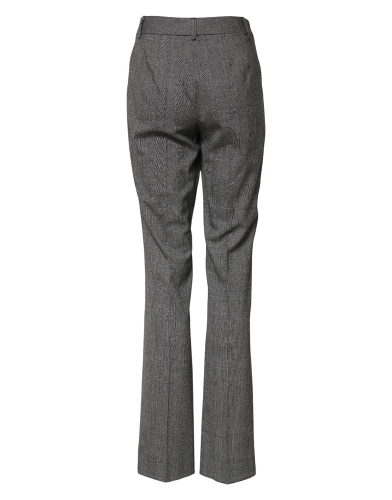 Dolce & Gabbana Pantalons Flared Taille Haute à Carreaux Gris