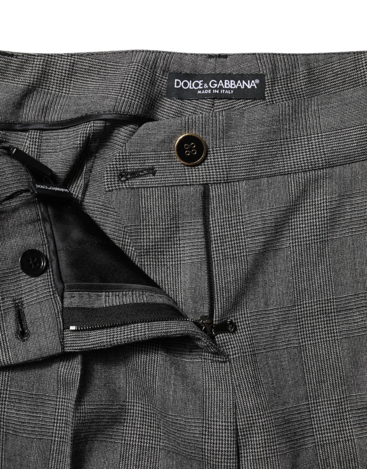 Dolce & Gabbana Pantalons Flared Taille Haute à Carreaux Gris