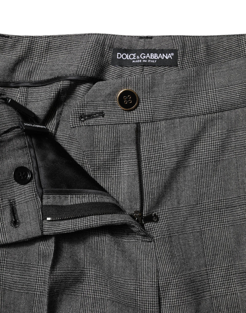 Dolce & Gabbana Pantalons Flared Taille Haute à Carreaux Gris