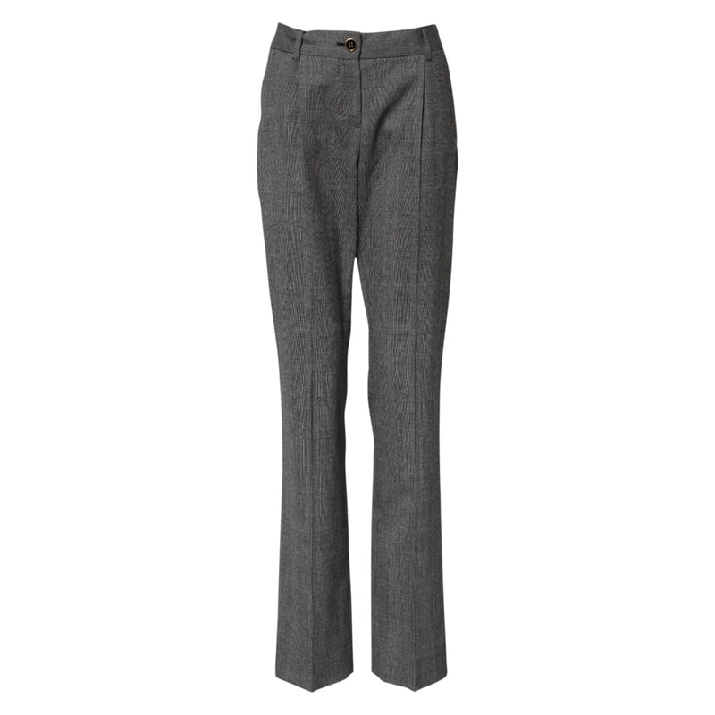 Dolce & Gabbana Pantalons Flared Taille Haute à Carreaux Gris