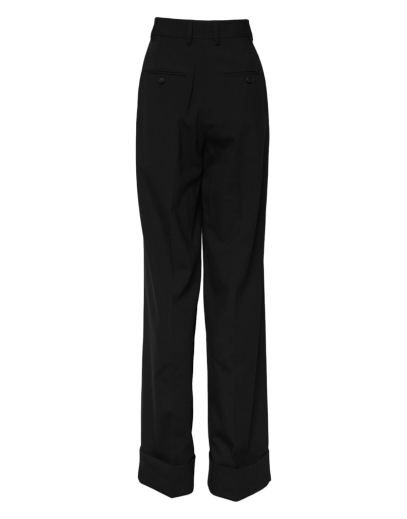 Dolce & Gabbana Black Wool High Waist Formal Pants