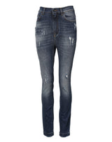 Dolce & Gabbana Jeans Skinny en Denim Bleu Haute Taille