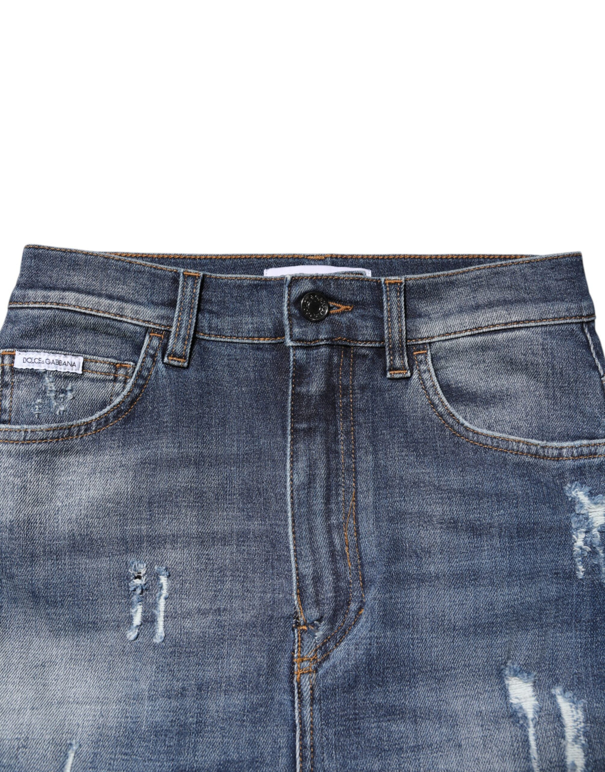 Dolce & Gabbana Jeans Skinny en Denim Bleu Haute Taille