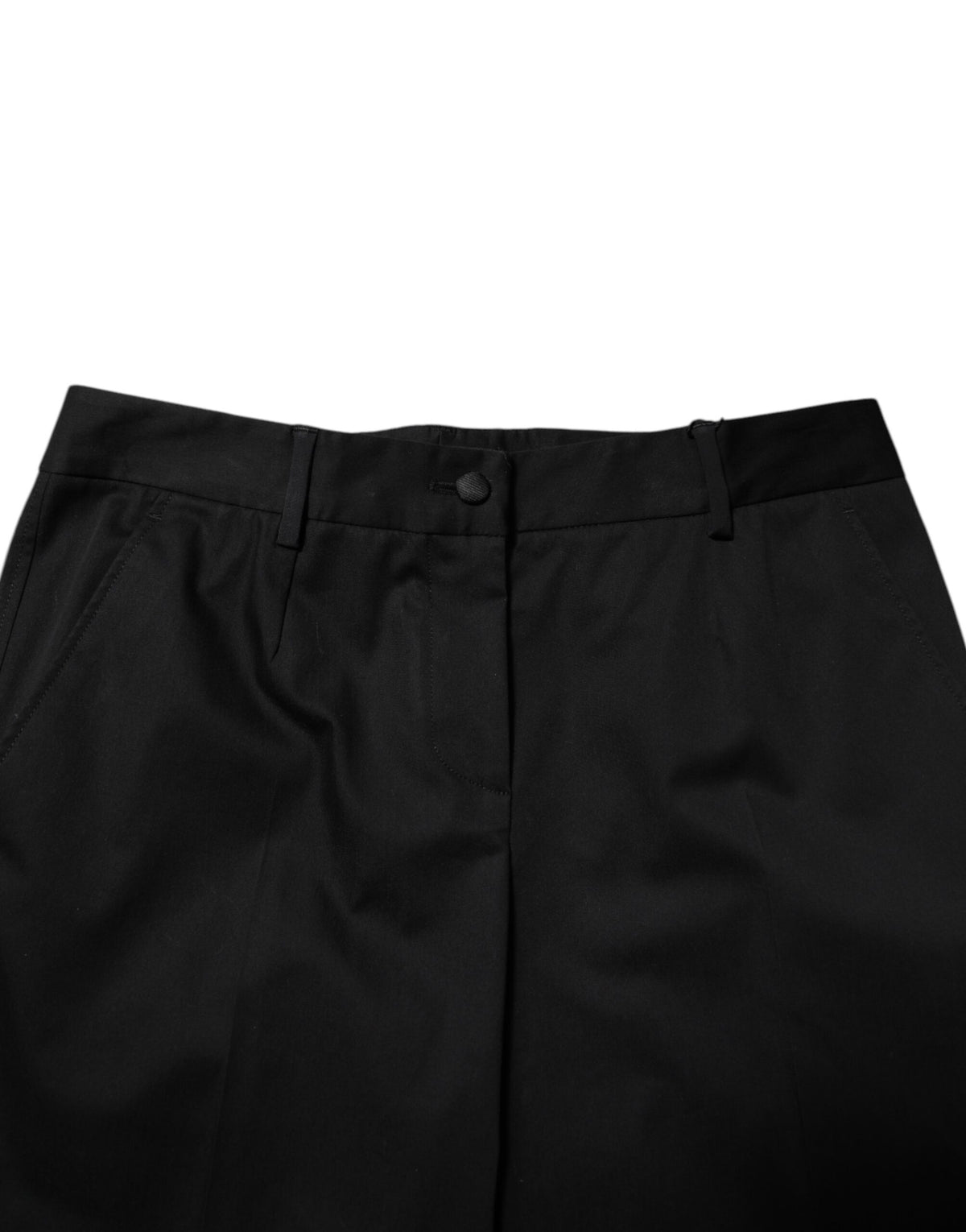 Dolce & Gabbana Pantalons Formels Noirs Taille Haute en Coton