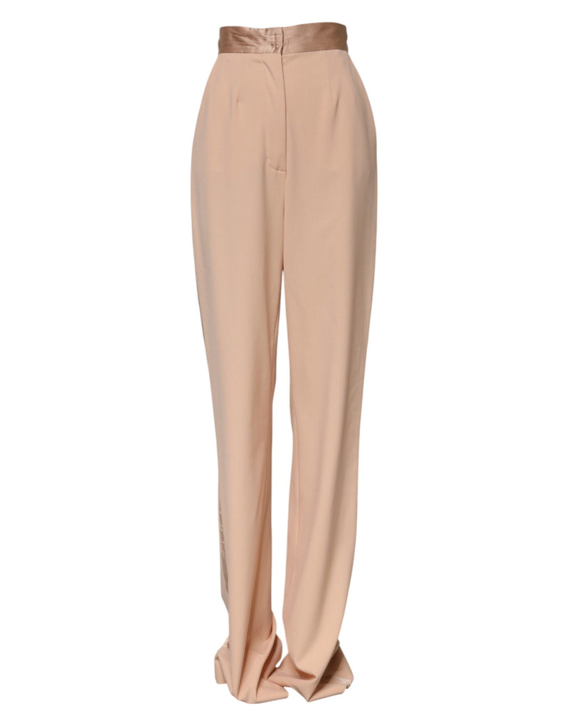 Dolce & Gabbana Beige Mid Waist Tapered Pants - Authentic Italian Design