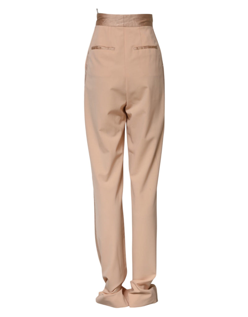 Dolce & Gabbana Beige Mid Waist Tapered Pants - Authentic Italian Design