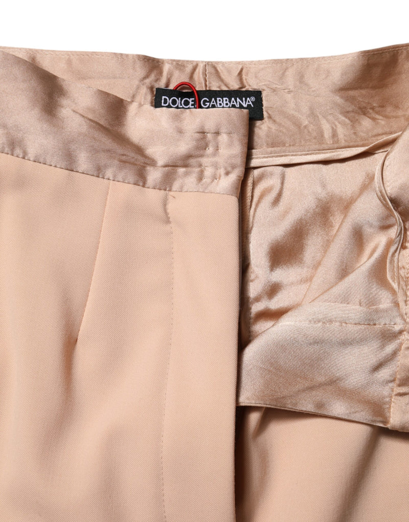 Dolce & Gabbana Beige Mid Waist Tapered Pants - Authentic Italian Design
