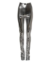 Dolce & Gabbana Metallic Silver Slim Fit Leggings Pants