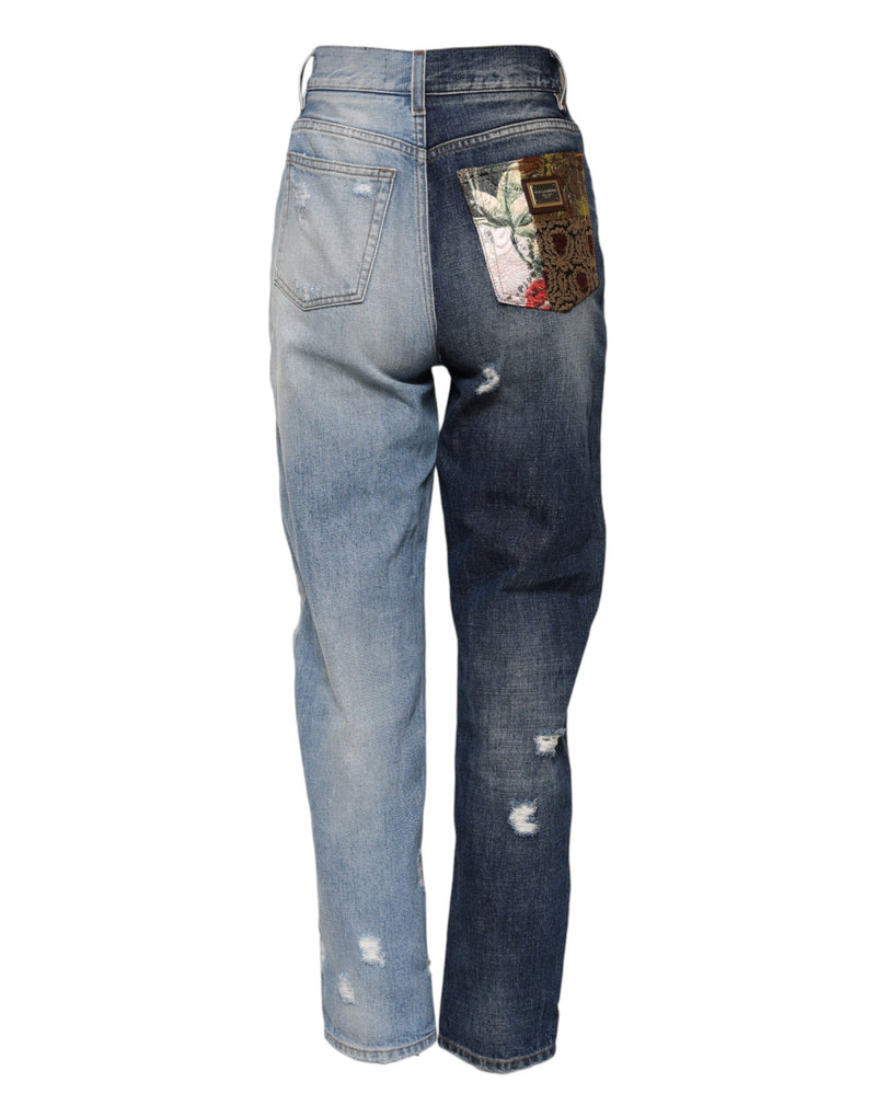 Dolce & Gabbana Jeans Tapered en Denim Multicolore Patchwork