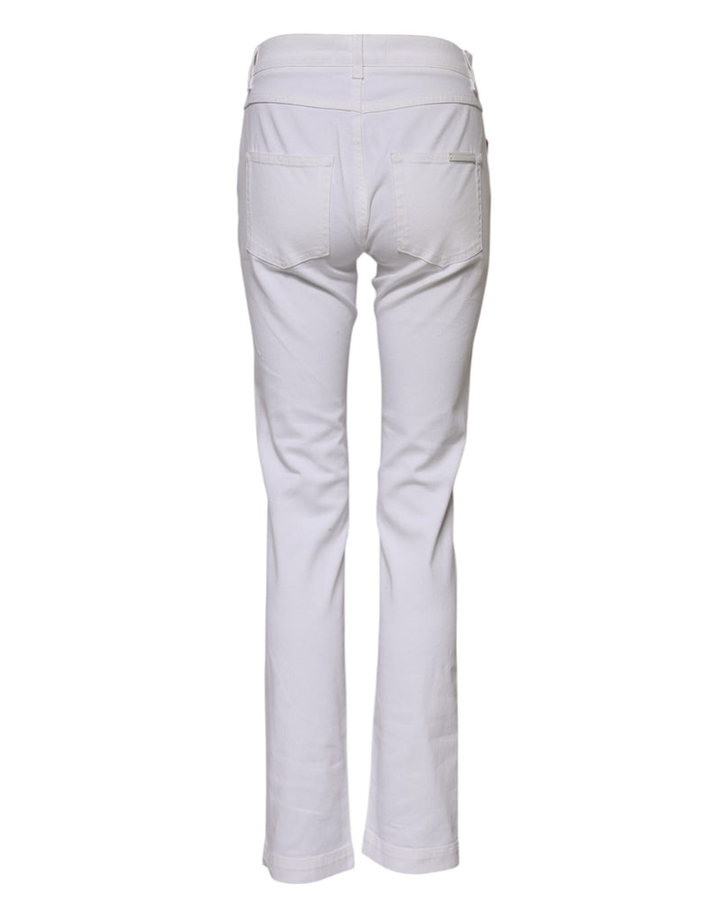 Dolce & Gabbana White Floral Embroidery GIRLY Denim Jeans
