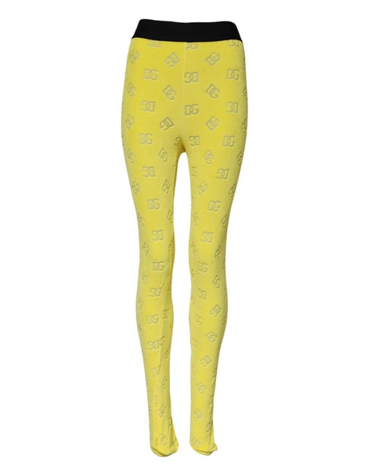 Leggings Pants Slim Fit à Logo Jaune Dolce &amp; Gabbana