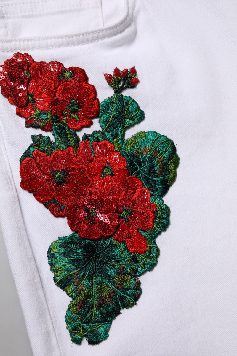Dolce & Gabbana Jeans Denim Flare avec Broderie Florale