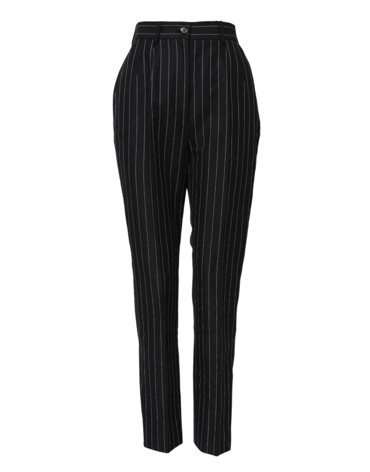 Dolce & Gabbana Pantalons Tapered Taille Haute Rayés Noirs