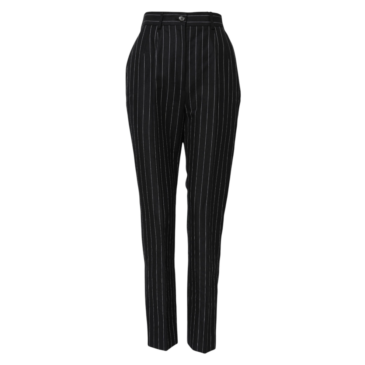 Dolce & Gabbana Pantalons Tapered Taille Haute Rayés Noirs