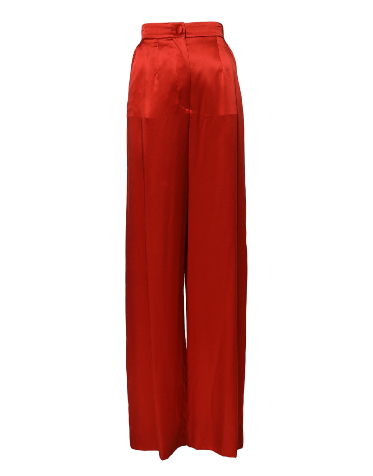 Dolce & Gabbana Pantalons Large Taille Haute Satin Rouge