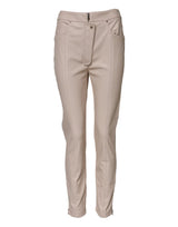 Elisabetta Franchi Pantalon Tapered Beige Taille Haute