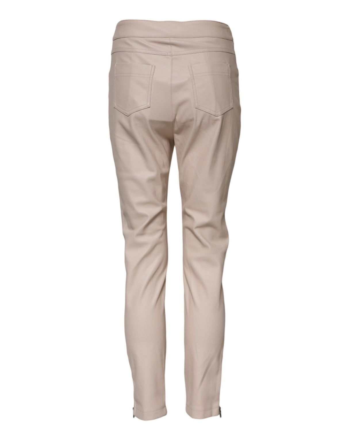 Elisabetta Franchi Pantalon Tapered Beige Taille Haute