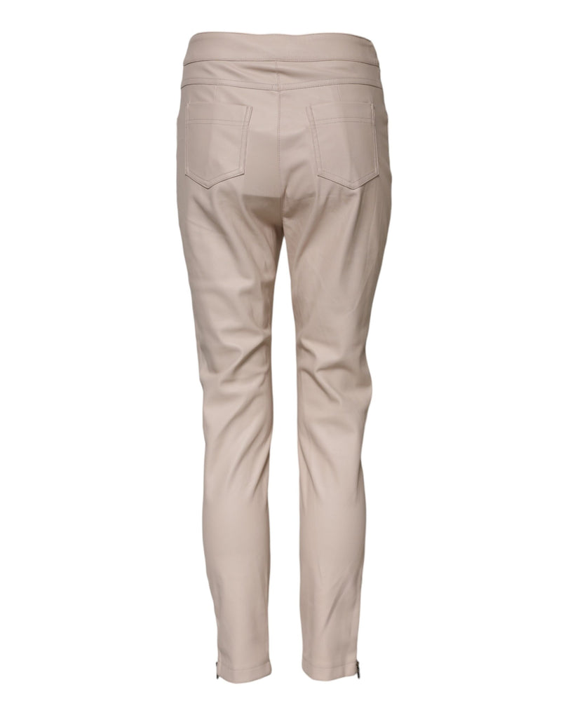 Elisabetta Franchi Pantalon Tapered Beige Taille Haute
