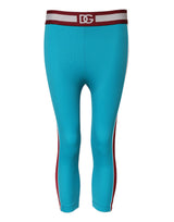 Dolce & Gabbana Blue Nylon Slim Fit Cropped Leggings