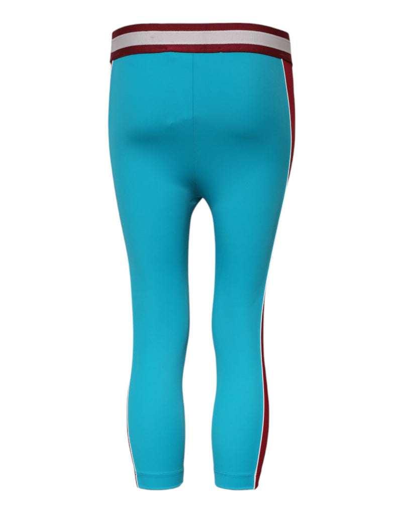 Dolce & Gabbana Blue Nylon Slim Fit Cropped Leggings Pants