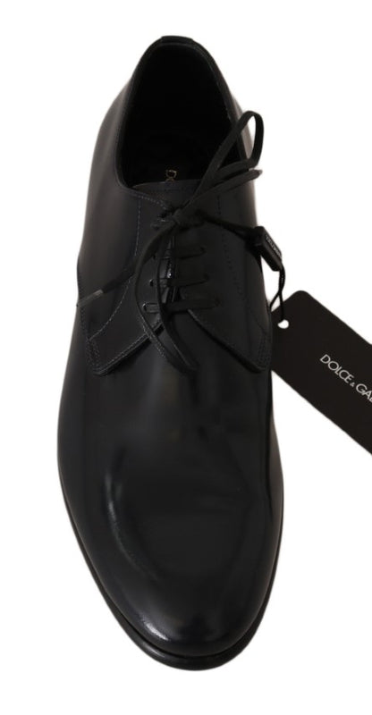 Derbies en cuir bleu verni de Dolce & Gabbana