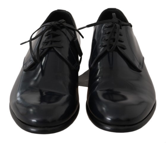 Derbies en cuir bleu verni de Dolce & Gabbana