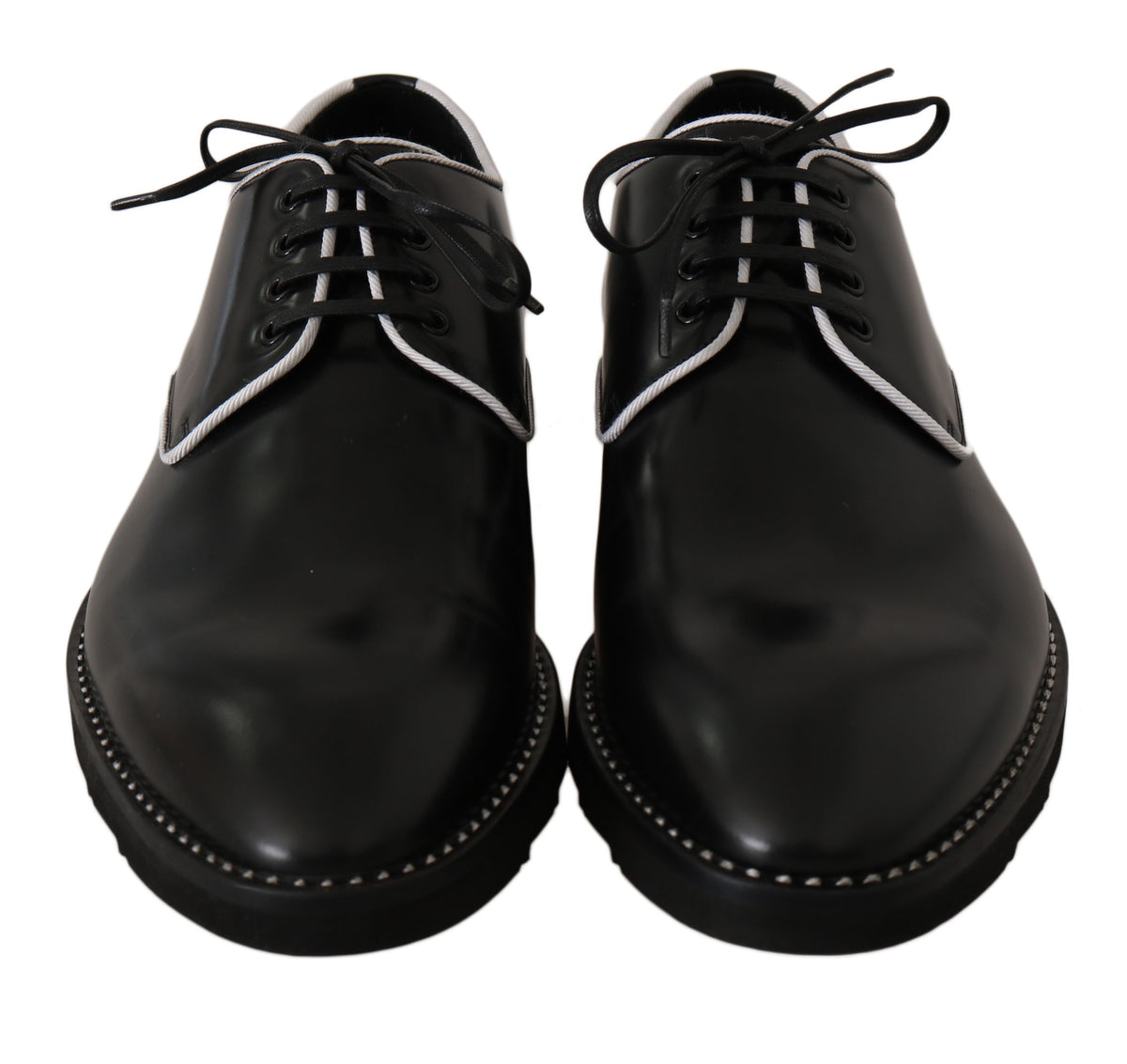 Derbies en cuir noir avec ligne blanche de Dolce &amp; Gabbana