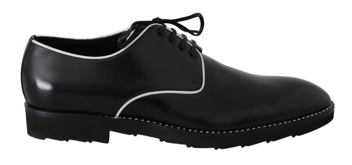 Derbies en cuir noir avec ligne blanche de Dolce &amp; Gabbana