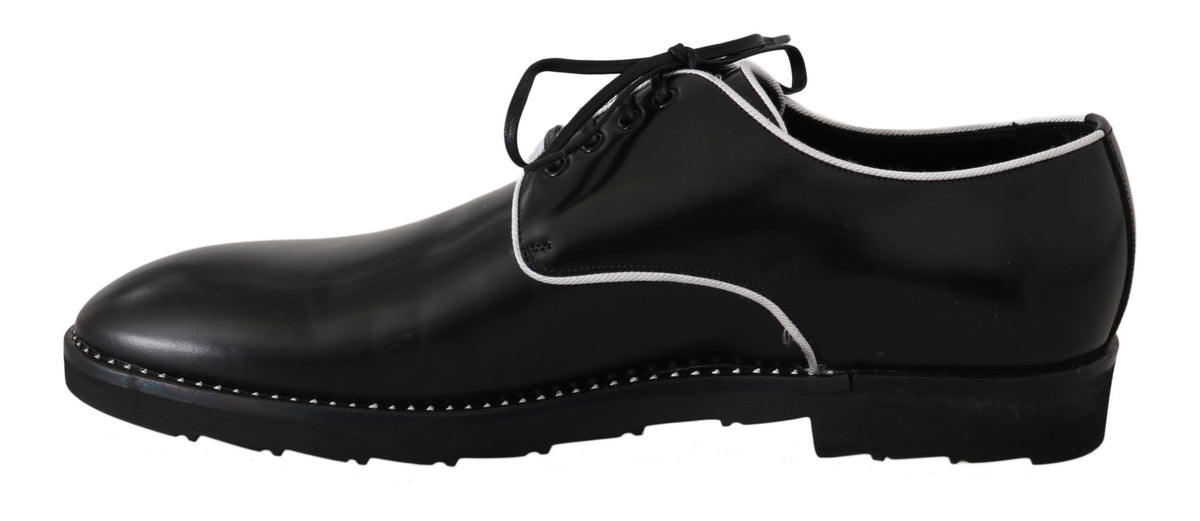 Derbies en cuir noir avec ligne blanche de Dolce &amp; Gabbana
