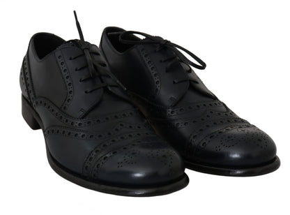 Chaussures habillées Oxford à bout en aile en cuir bleu foncé de Dolce &amp; Gabbana