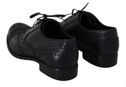 Chaussures habillées Oxford à bout en aile en cuir bleu foncé de Dolce &amp; Gabbana