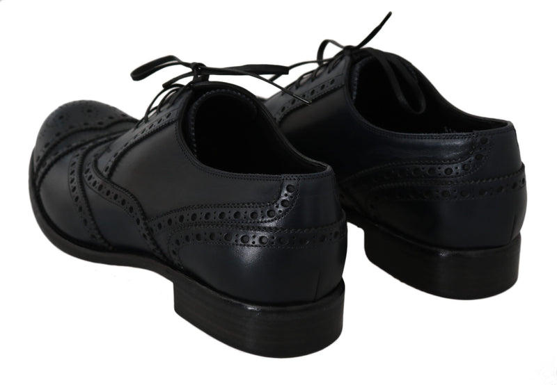 Chaussures habillées Oxford à bout en aile en cuir bleu foncé de Dolce &amp; Gabbana