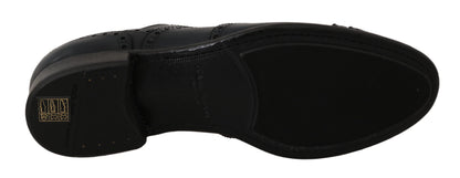 Chaussures habillées Oxford à bout en aile en cuir bleu foncé de Dolce &amp; Gabbana