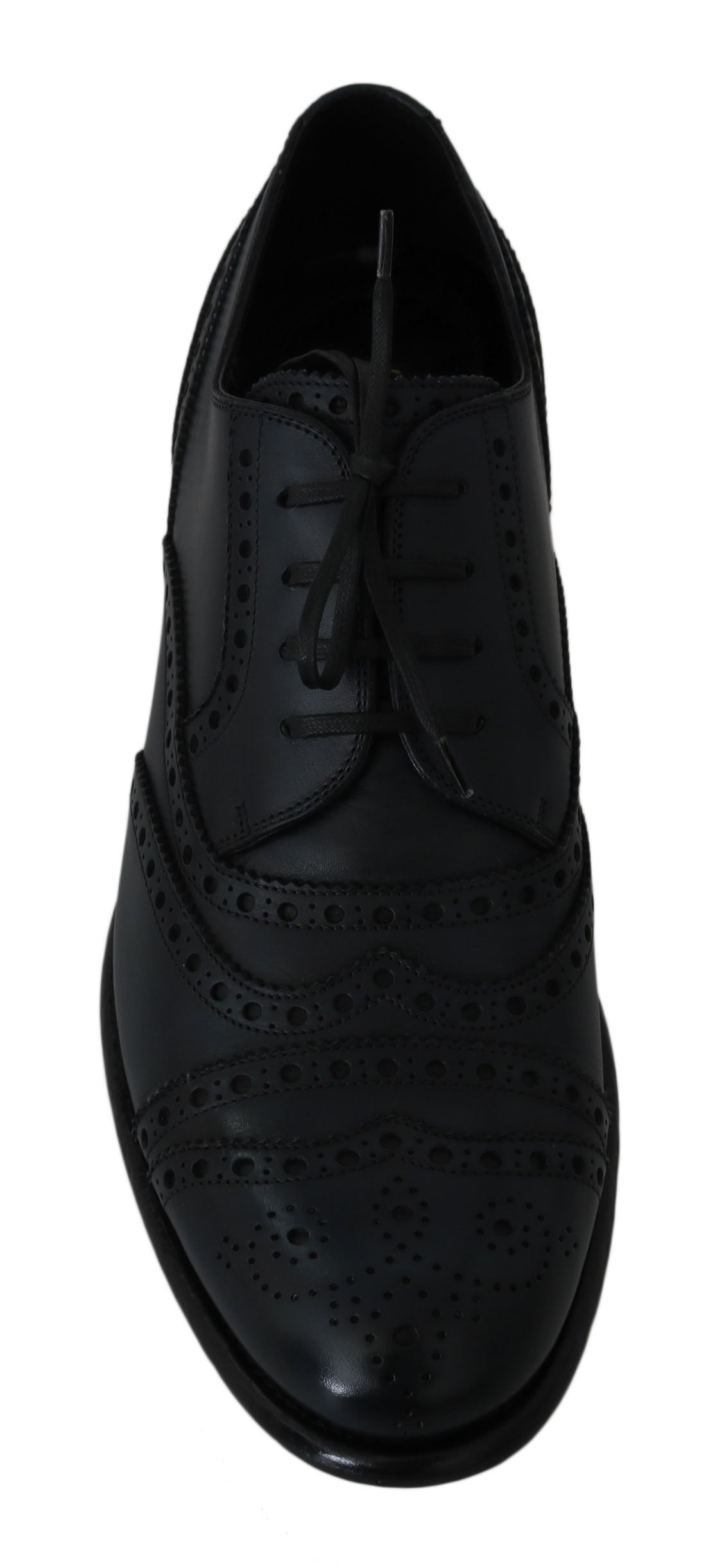 Chaussures habillées Oxford à bout en aile en cuir bleu foncé de Dolce &amp; Gabbana